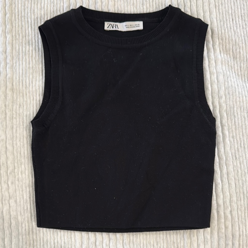 Zara Black Sleeveless Crop Top